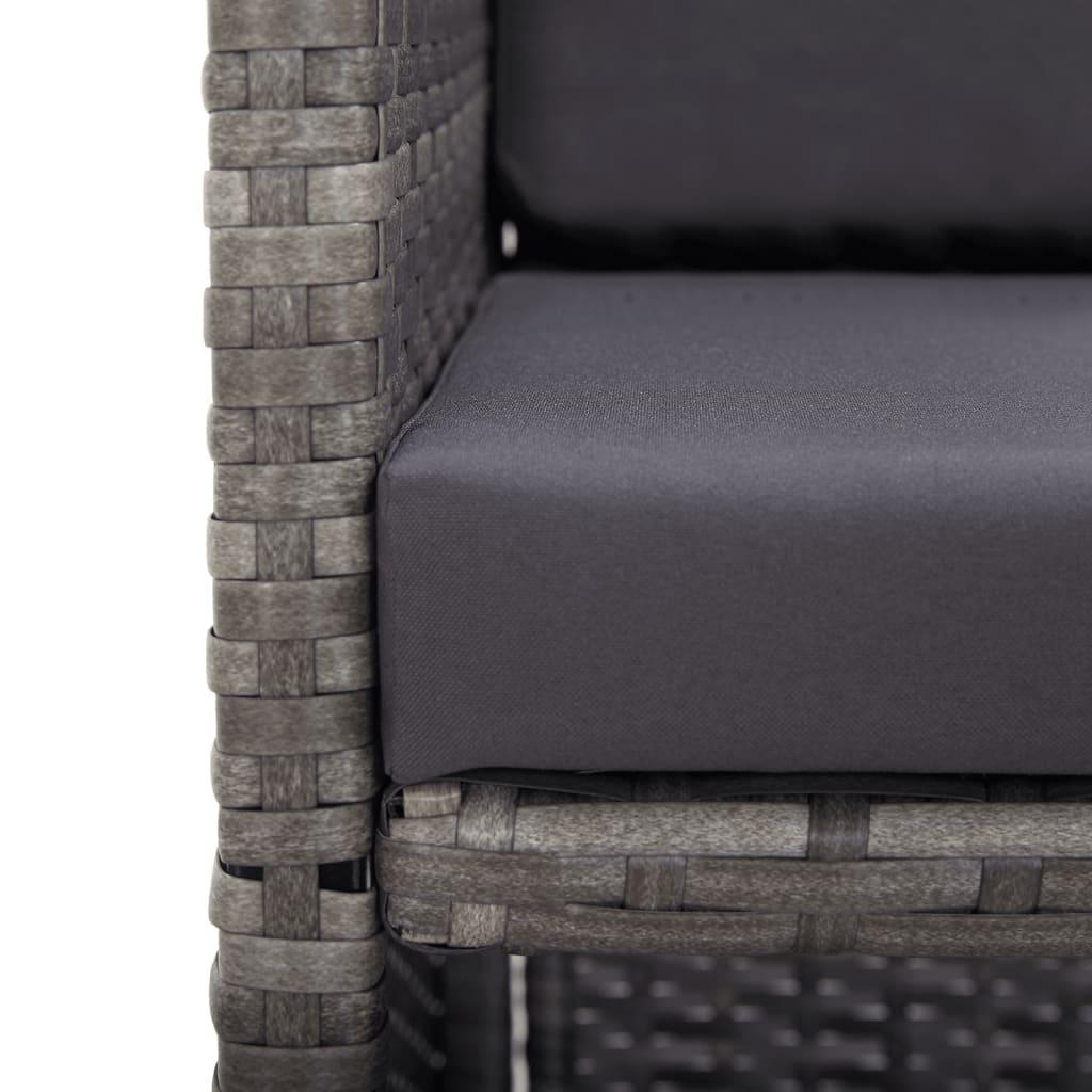 17 Piece Outdoor Dining Set with Cushions Poly Rattan Grey