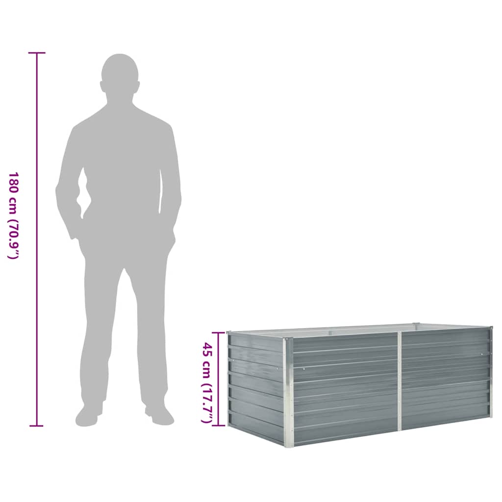 Raised Garden Bed 160x80x45 cm Galvanised Steel Grey