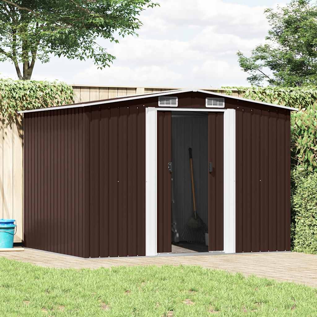 Garden Storage Shed Brown 257x205x178 cm Steel
