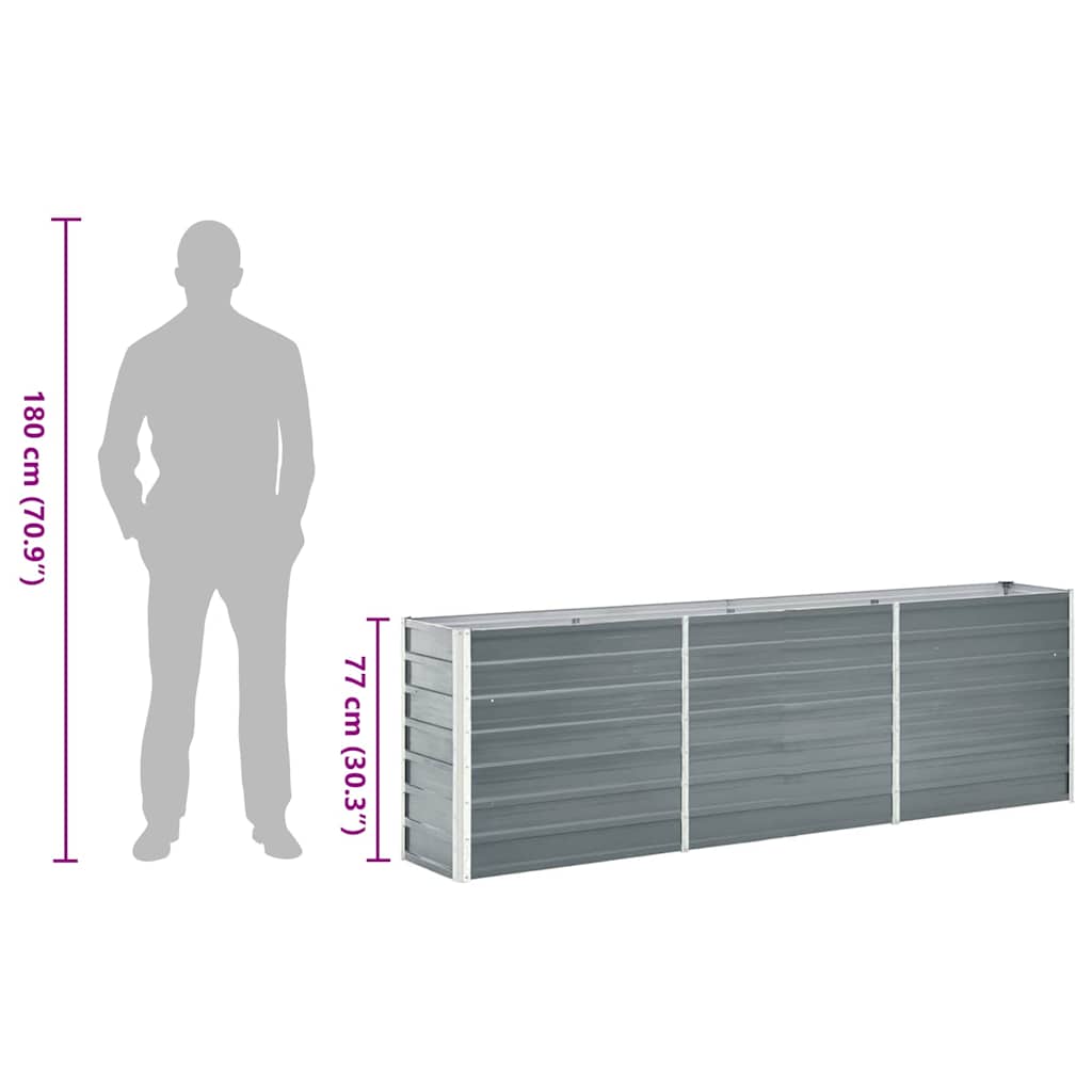 Garden Raised Bed Galvanised Steel 240x40x77 cm Grey