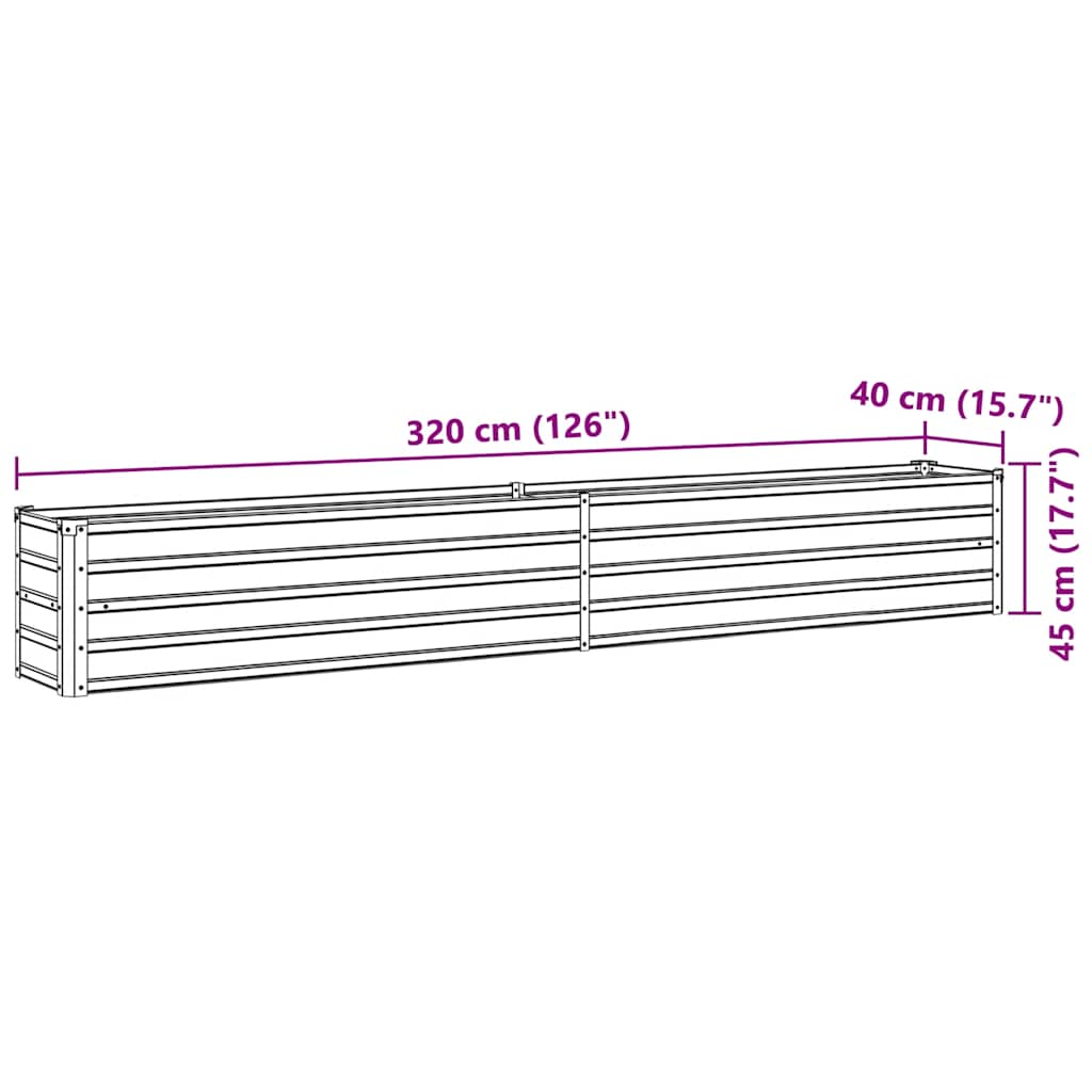 Garden Raised Bed Galvanised Steel 320x40x45 cm Anthracite