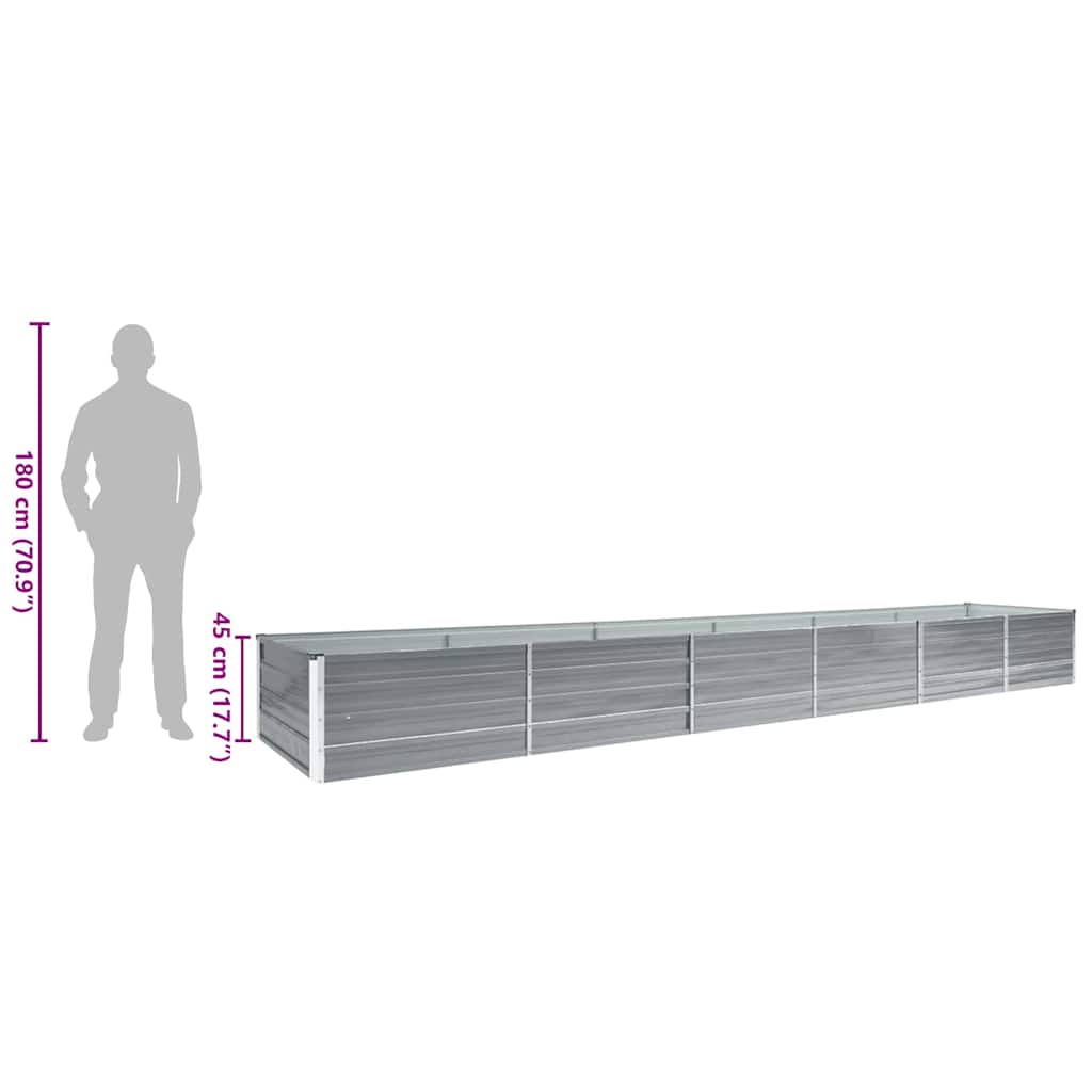 Garden Raised Bed Galvanised Steel 480x80x45 cm Grey