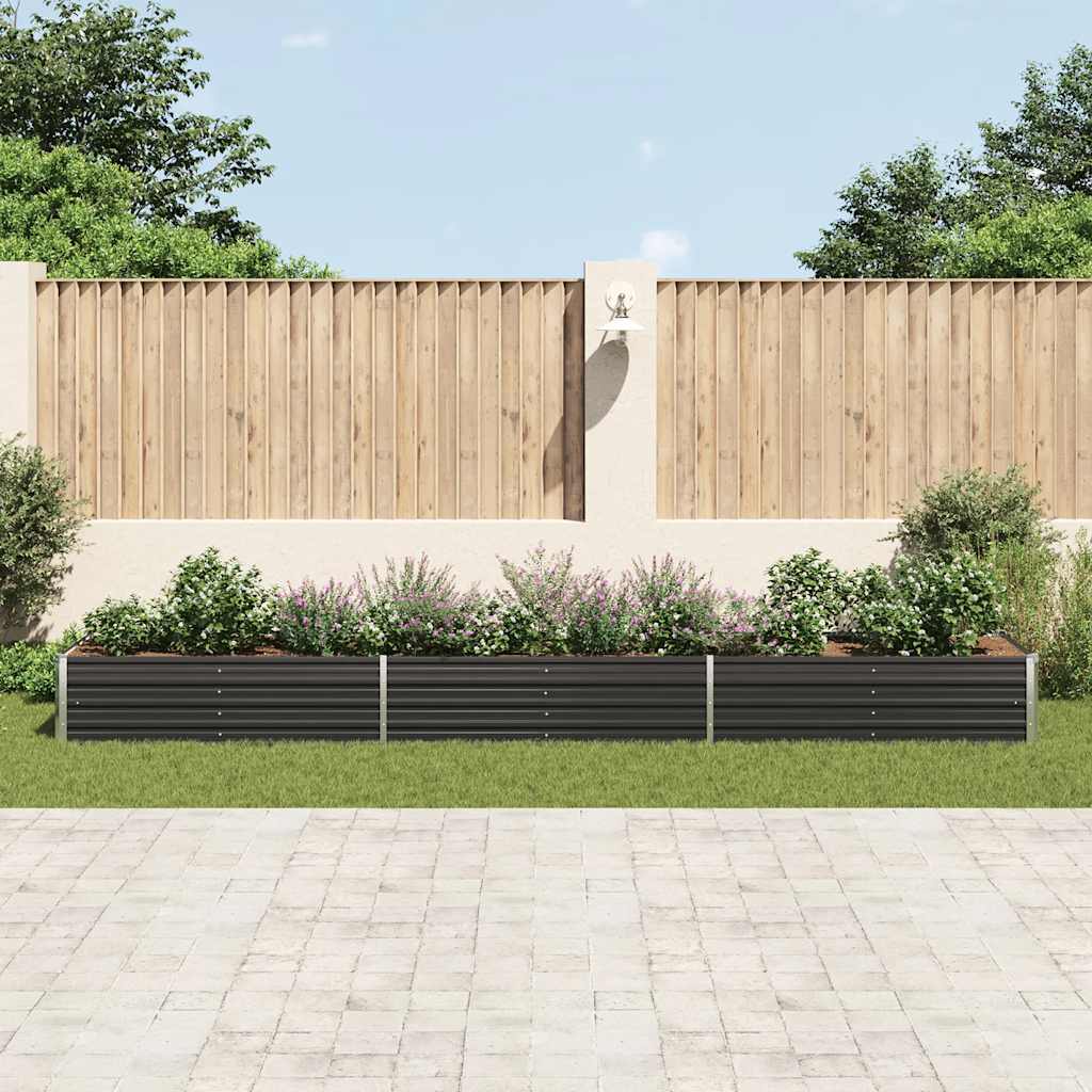 Garden Raised Bed Galvanised Steel 480x80x45 cm Anthracite