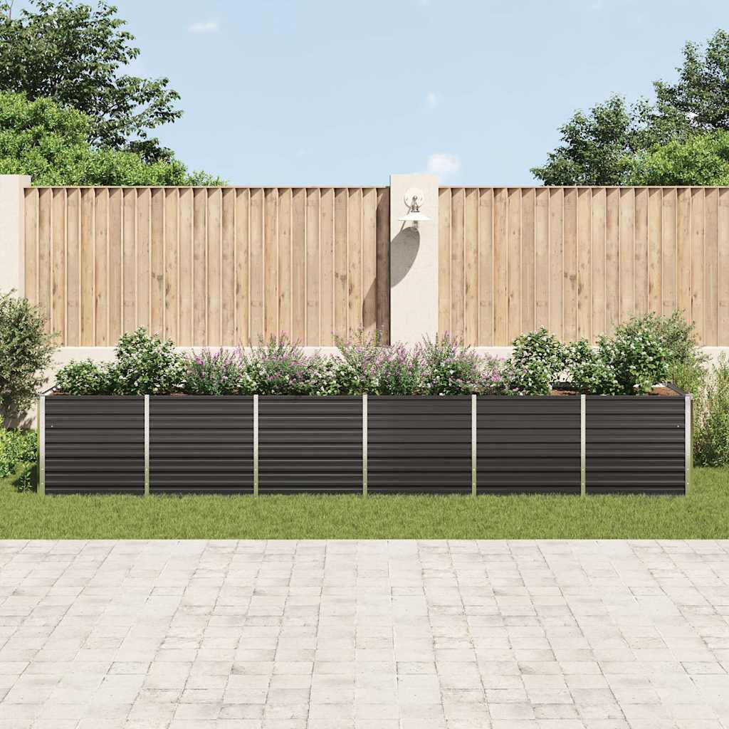 Garden Raised Bed Galvanised Steel 480x80x77 cm Anthracite