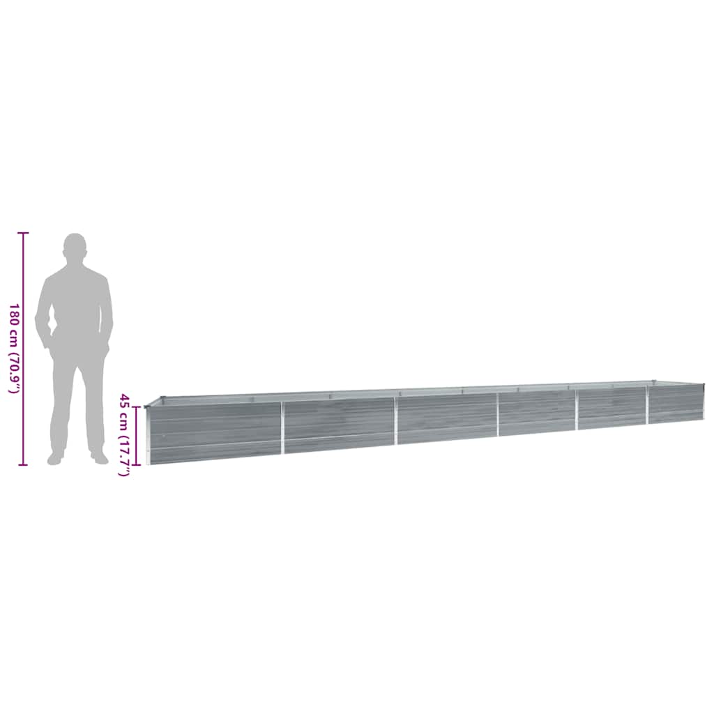 Garden Raised Bed Galvanised Steel 600x80x45 cm Grey