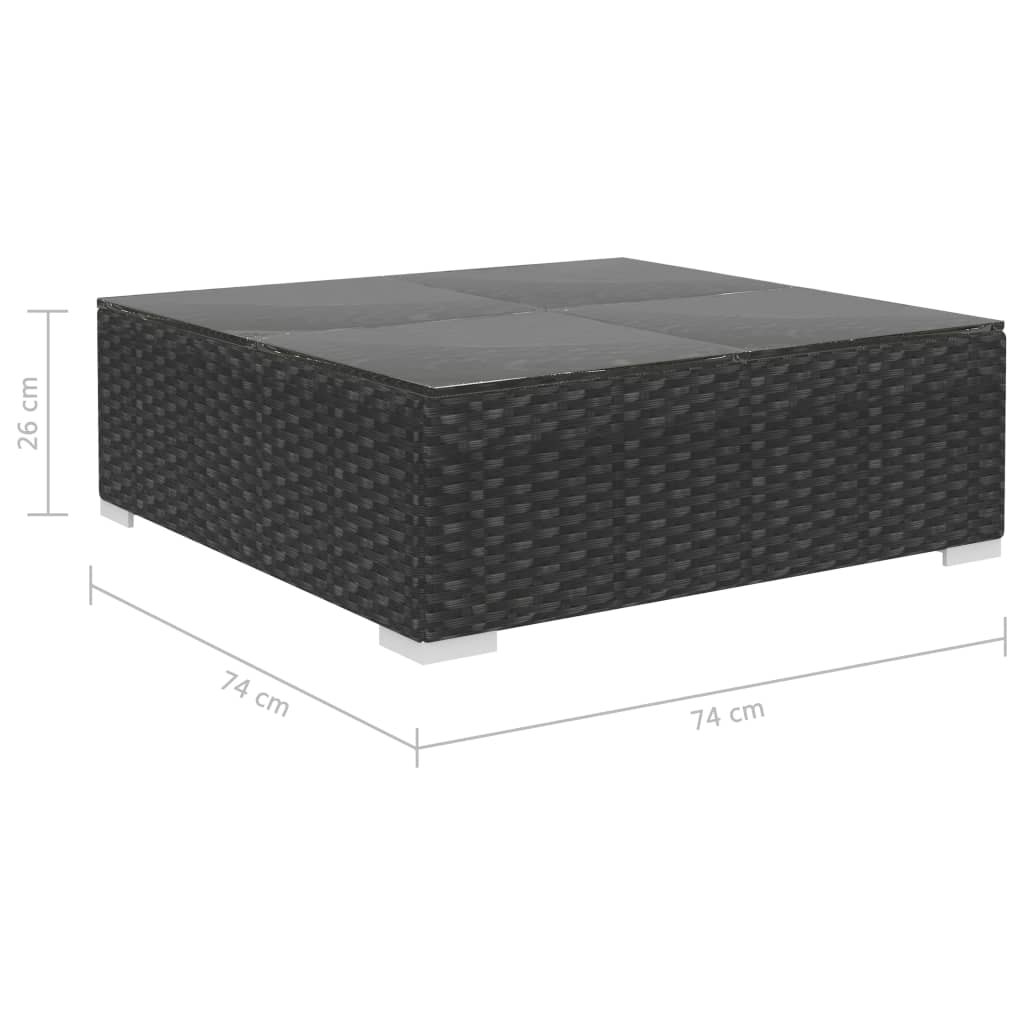 6 Piece Garden Lounge Set Black with Cushions Poly Rattan