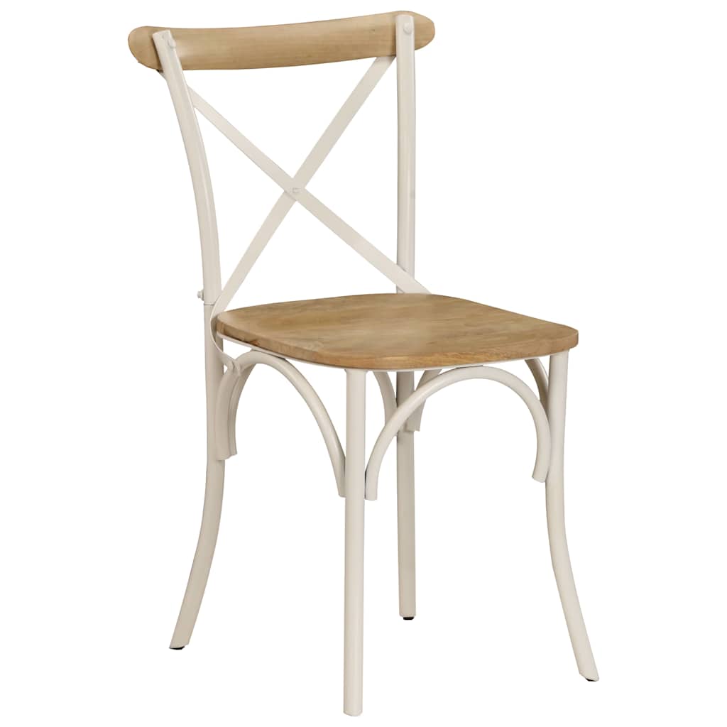Cross Chairs 4 pcs White Solid Mango Wood