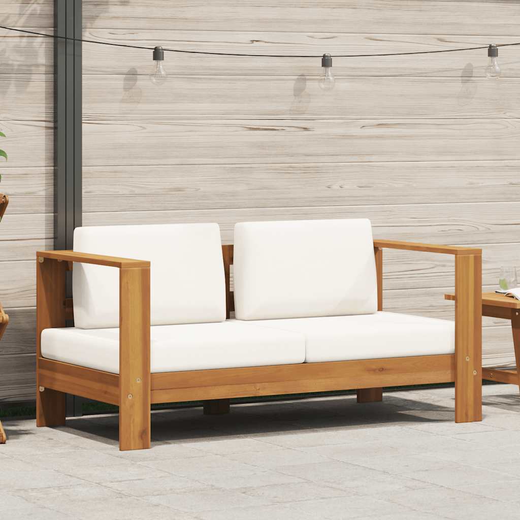 Garden Sofa with Cushion 140 cm Solid Acacia Wood Cream White