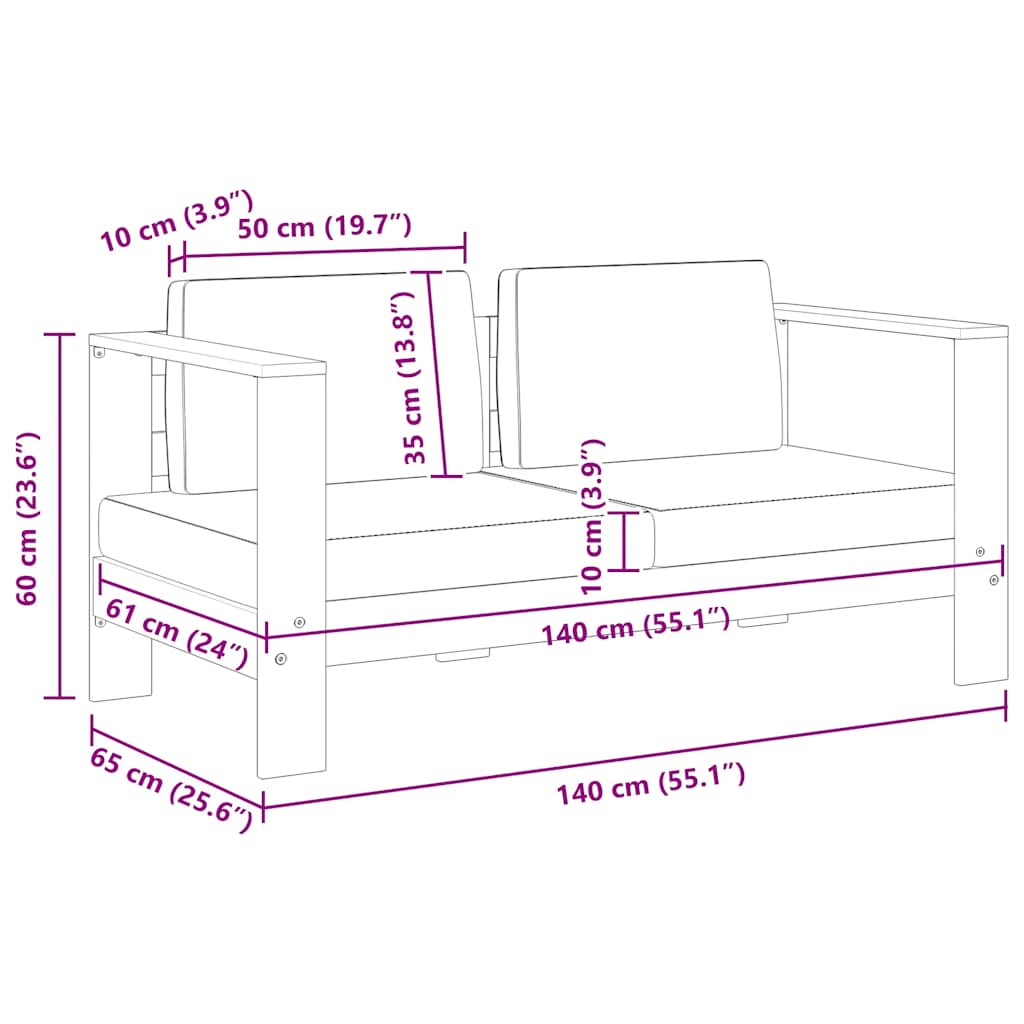 Garden Sofa Bench with Cushions 140 cm Solid Acacia Wood Grey