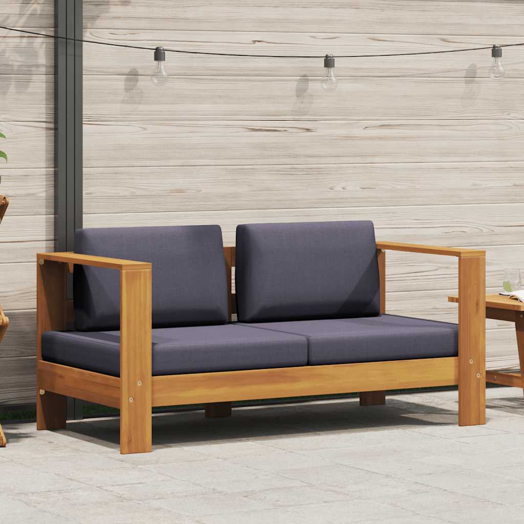 Garden Sofa Bench with Cushions 140 cm Solid Acacia Wood Grey