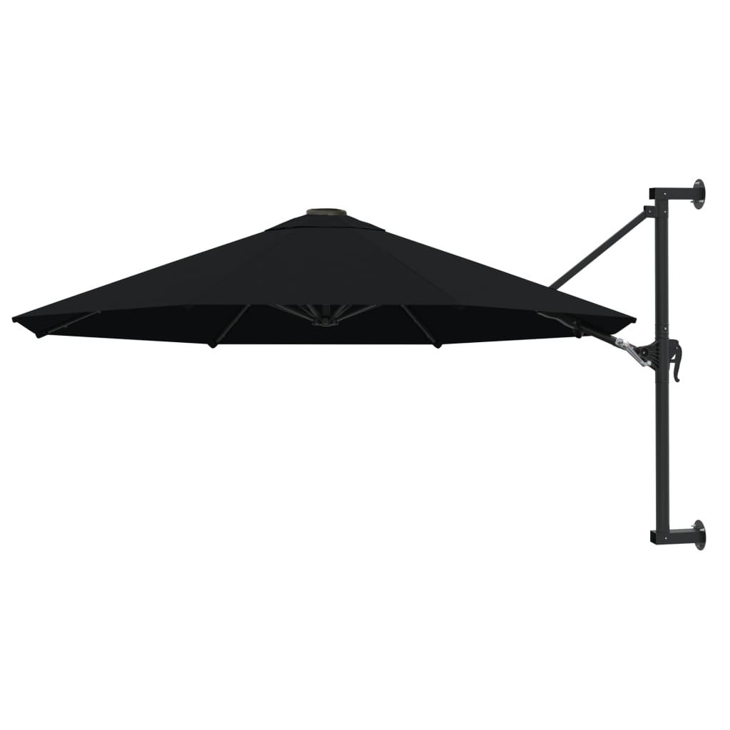 Wall-Mounted Garden Parasol with Metal Pole 300 cm Black