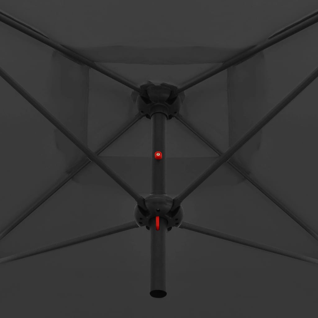 Double Parasol with Steel Pole 250x250 cm Anthracite
