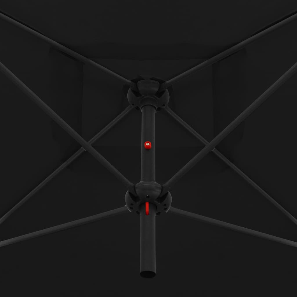Double Parasol with Steel Pole 250x250 cm Black