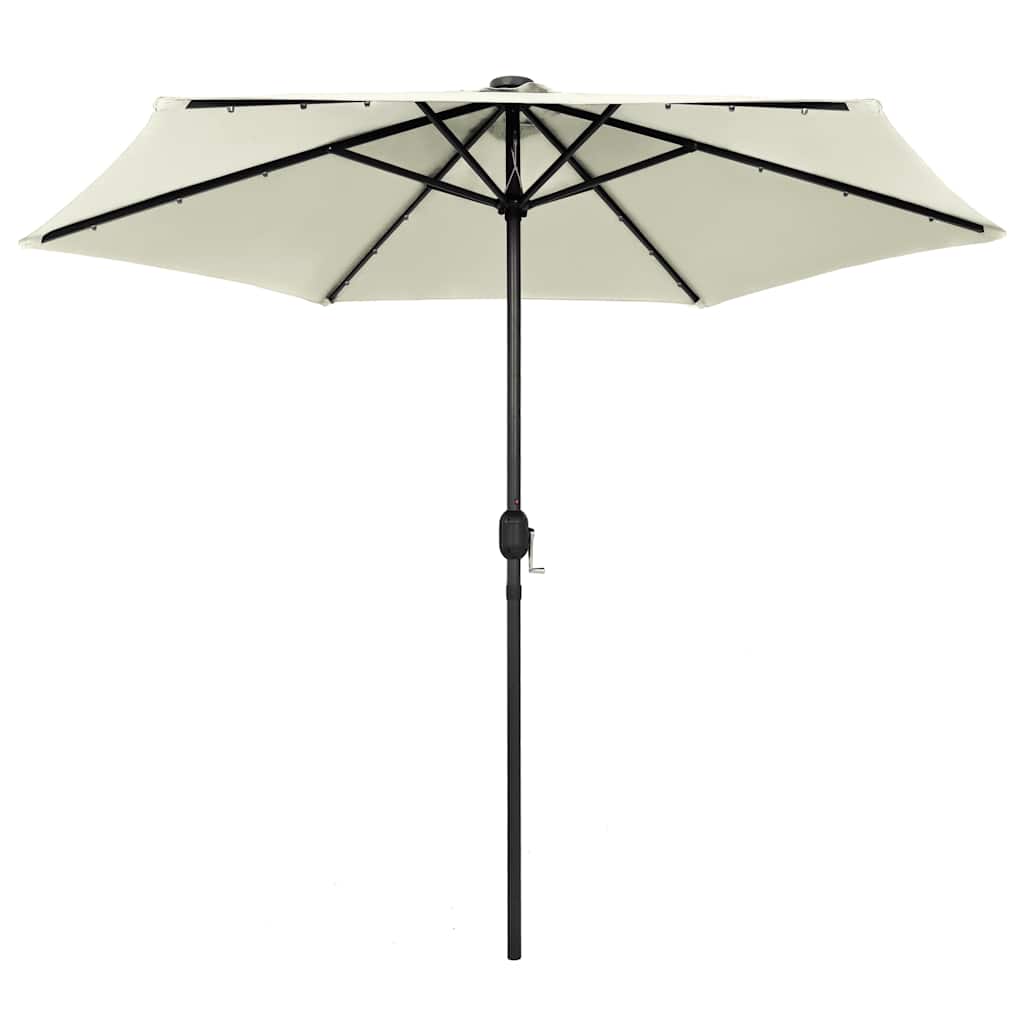 Garden Parasol with LED Lights&Aluminium Pole 270 cm Sand White