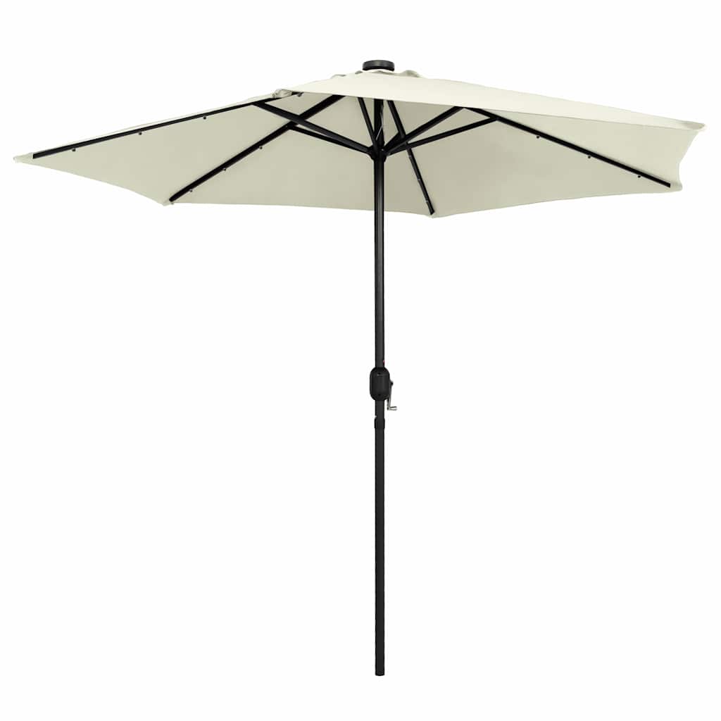 Garden Parasol with LED Lights&Aluminium Pole 270 cm Sand White