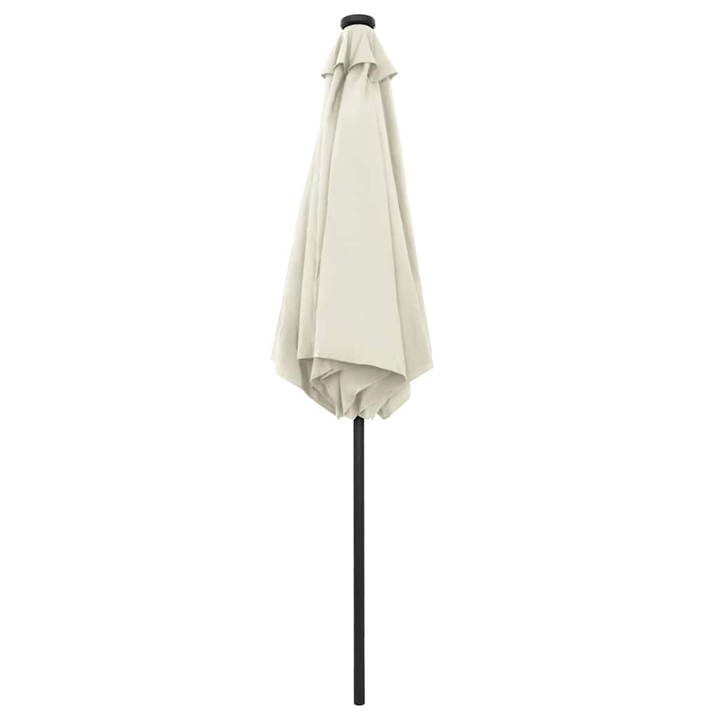 Garden Parasol with LED Lights&Aluminium Pole 270 cm Sand White