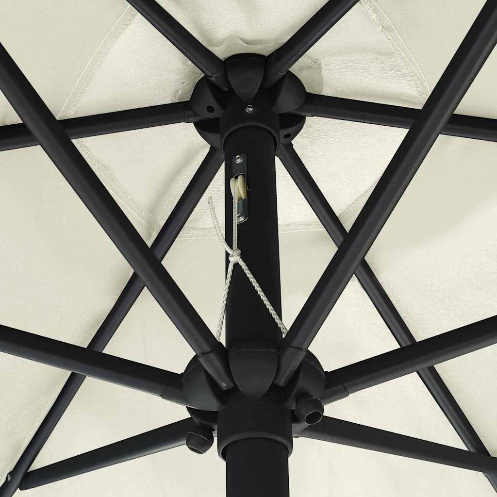 Garden Parasol with LED Lights&Aluminium Pole 270 cm Sand White