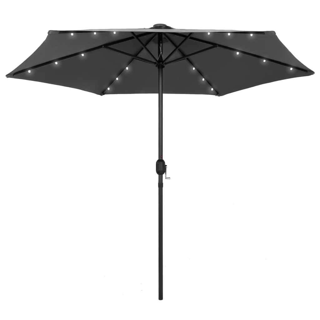 Garden Parasol with LED Lights&amp;Aluminium Pole 270 cm Anthracite