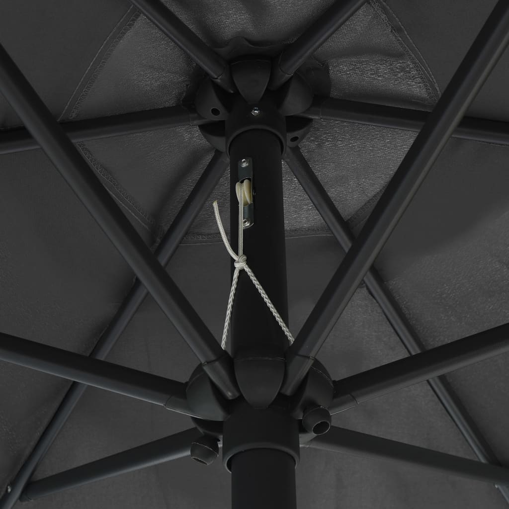 Garden Parasol with LED Lights&Aluminium Pole 270 cm Anthracite