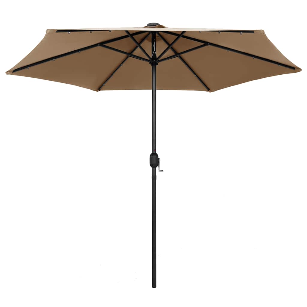 Garden Parasol with LED Lights&Aluminium Pole 270 cm Taupe