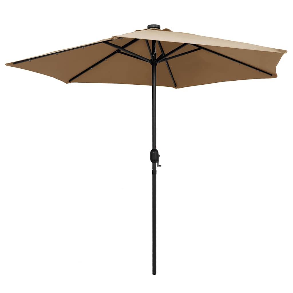 Garden Parasol with LED Lights&Aluminium Pole 270 cm Taupe