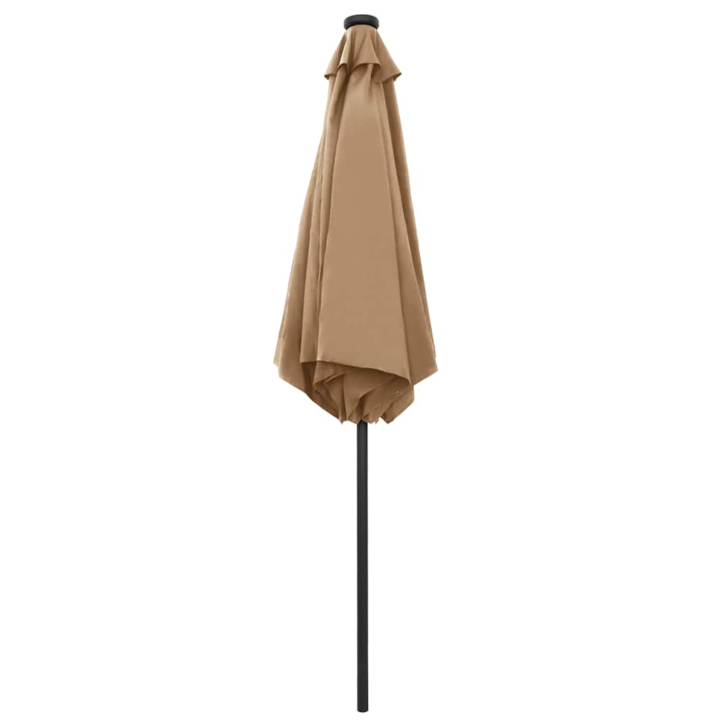 Garden Parasol with LED Lights&Aluminium Pole 270 cm Taupe