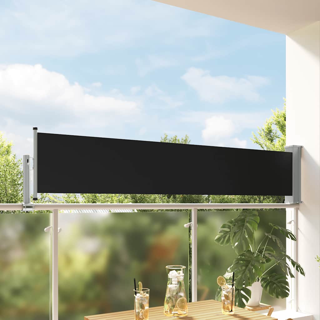 Patio Retractable Side Awning 60x300 cm Black