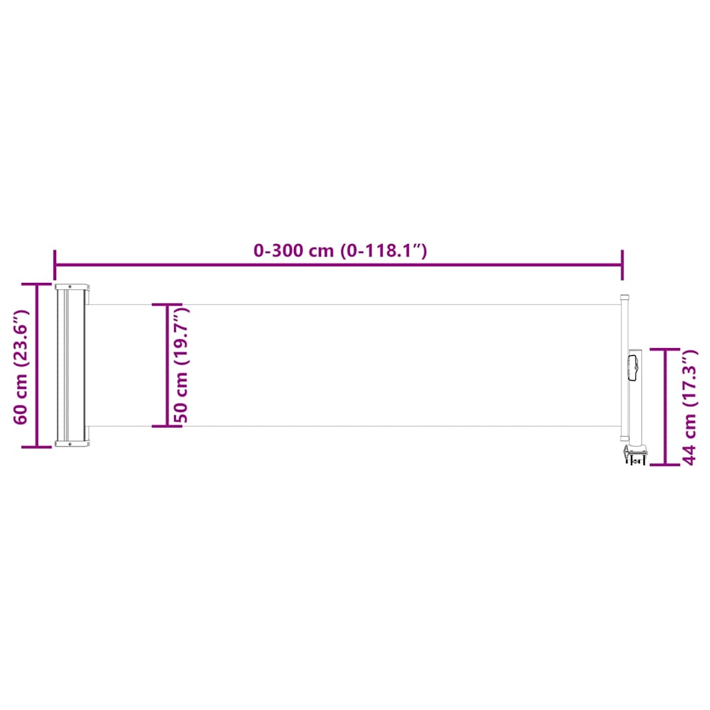Patio Retractable Side Awning 60x300 cm Cream