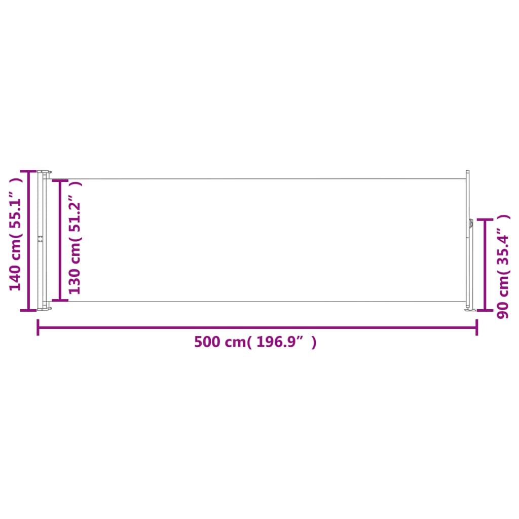 Patio Retractable Side Awning 140x500 cm Grey