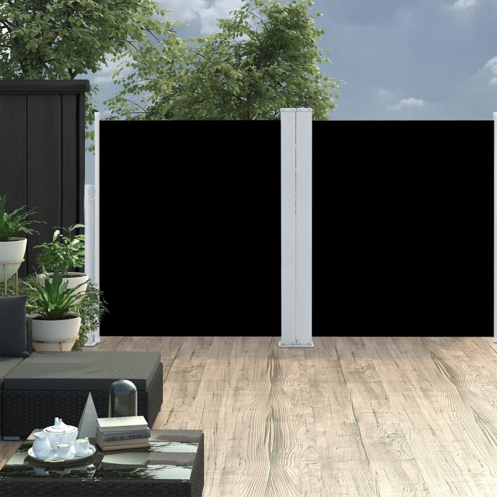 Patio Retractable Double Side Awning 170x600 cm Black