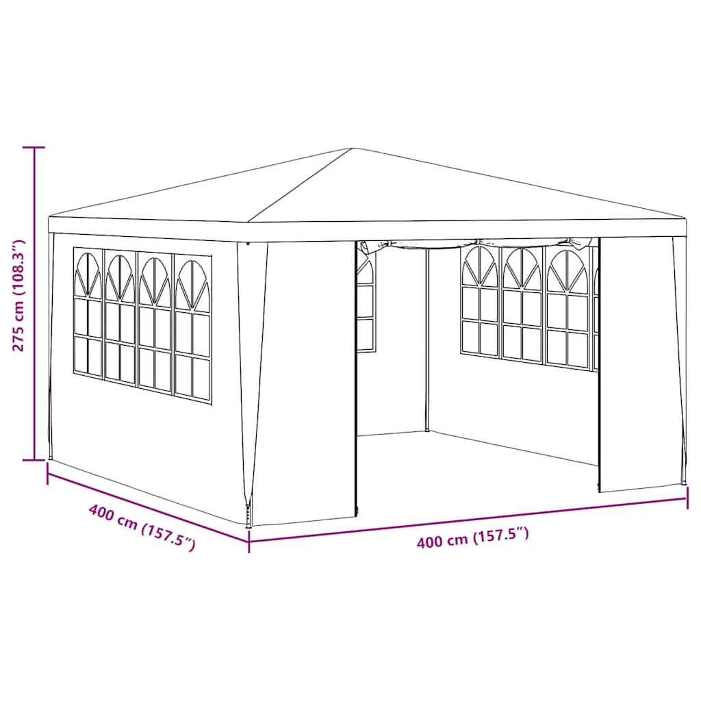 Professional Party Tent with Side Walls 4x4 m White 90 g/m²