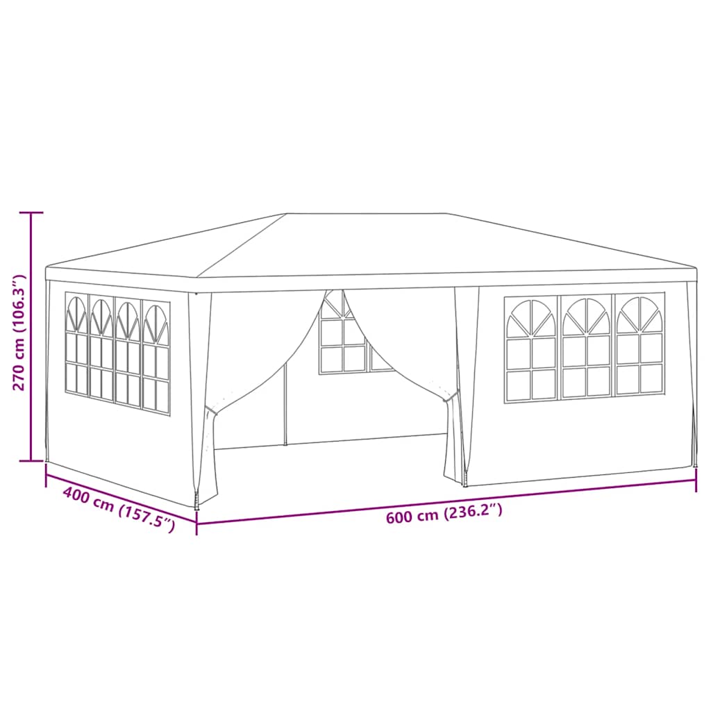 Professional Party Tent with Side Walls 4x6 m White 90 g/m²