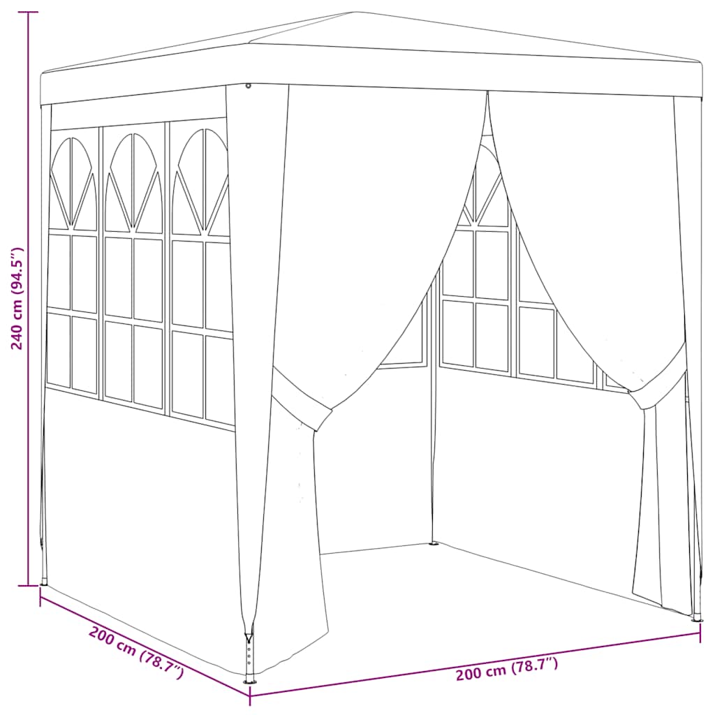 Professional Party Tent with Side Walls 2x2 m Anthracite 90 g/m²