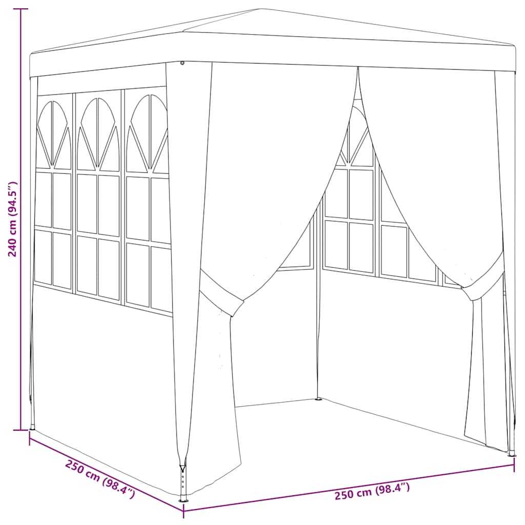 Professional Party Tent with Side Walls 2.5x2.5 m Green 90 g/m²