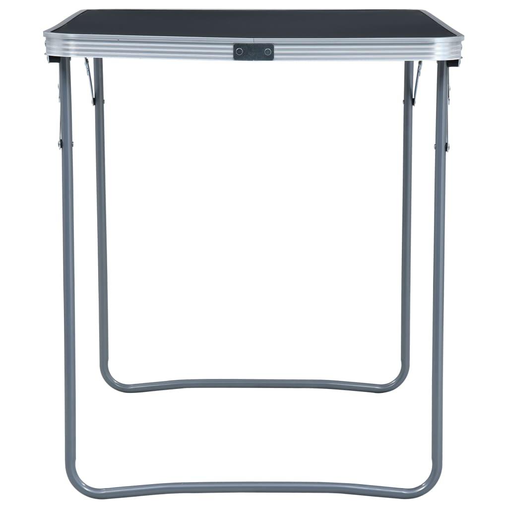 Foldable Camping Table with Metal Frame 80x60 cm Grey