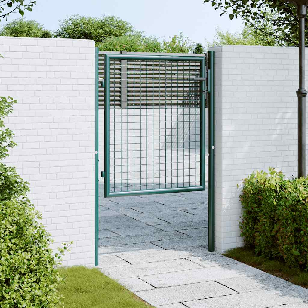 Fence Gate Steel 100x75 cm Green