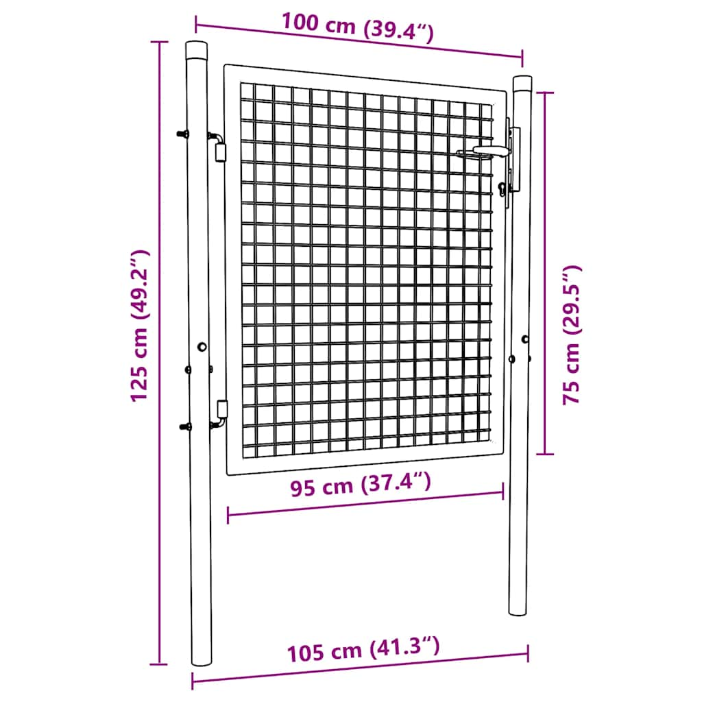 Fence Gate Steel 100x75 cm Green