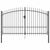 Fence Gate Double Door with Spike Top Steel 3x1.75 m Black