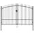 Fence Gate Double Door with Spike Top Steel 3x2 m Black