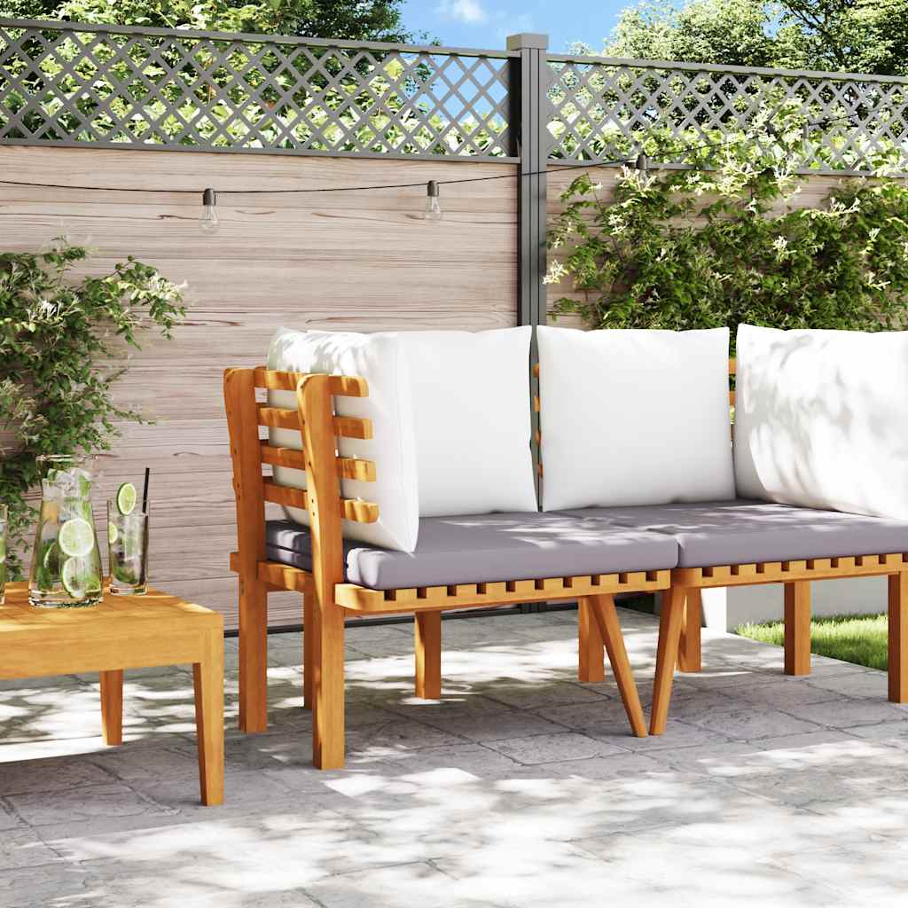 Garden Corner Sofa with Cushions Solid Acacia Wood