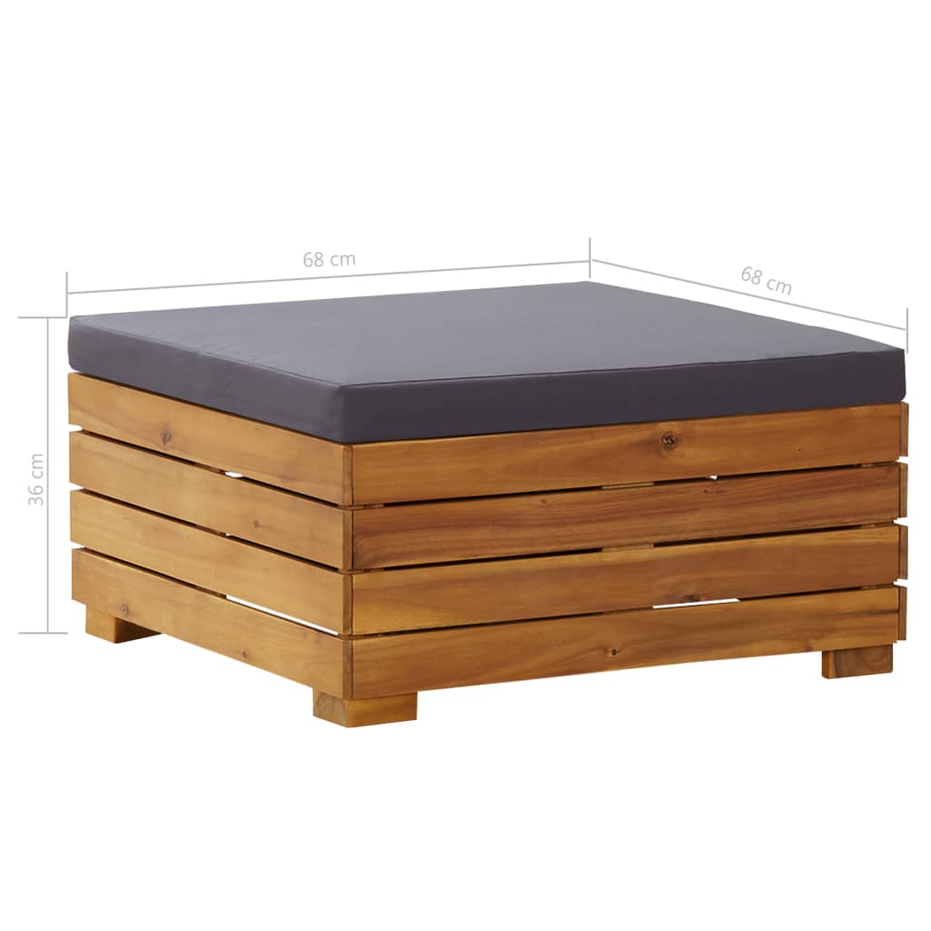 Sectional Footrest 1 pc with Cushion Solid Acacia Wood