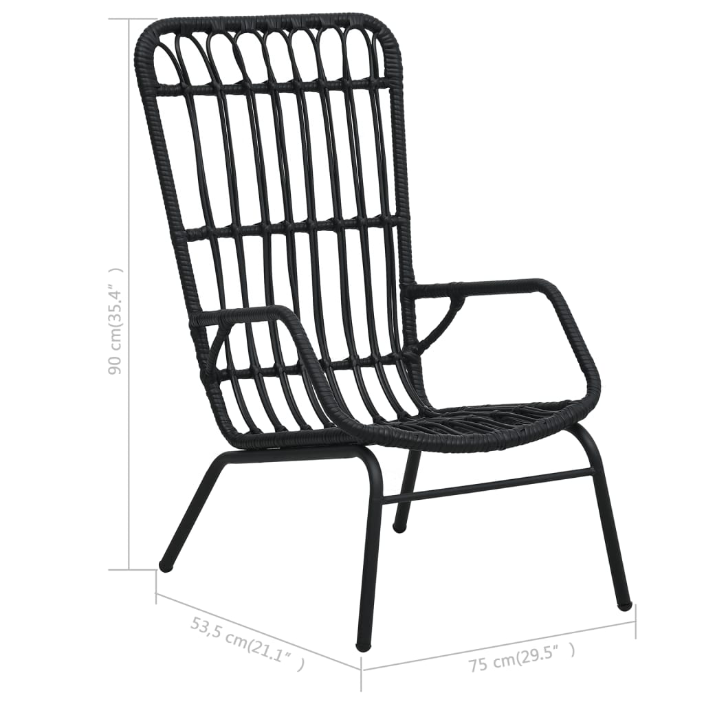 Garden Chair Poly Rattan Black