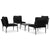 5 Piece Garden Lounge Set with Cushions Black PVC