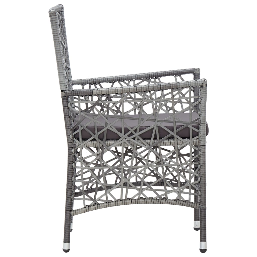 Outdoor Chairs 2 pcs with Cushions Poly Rattan Grey