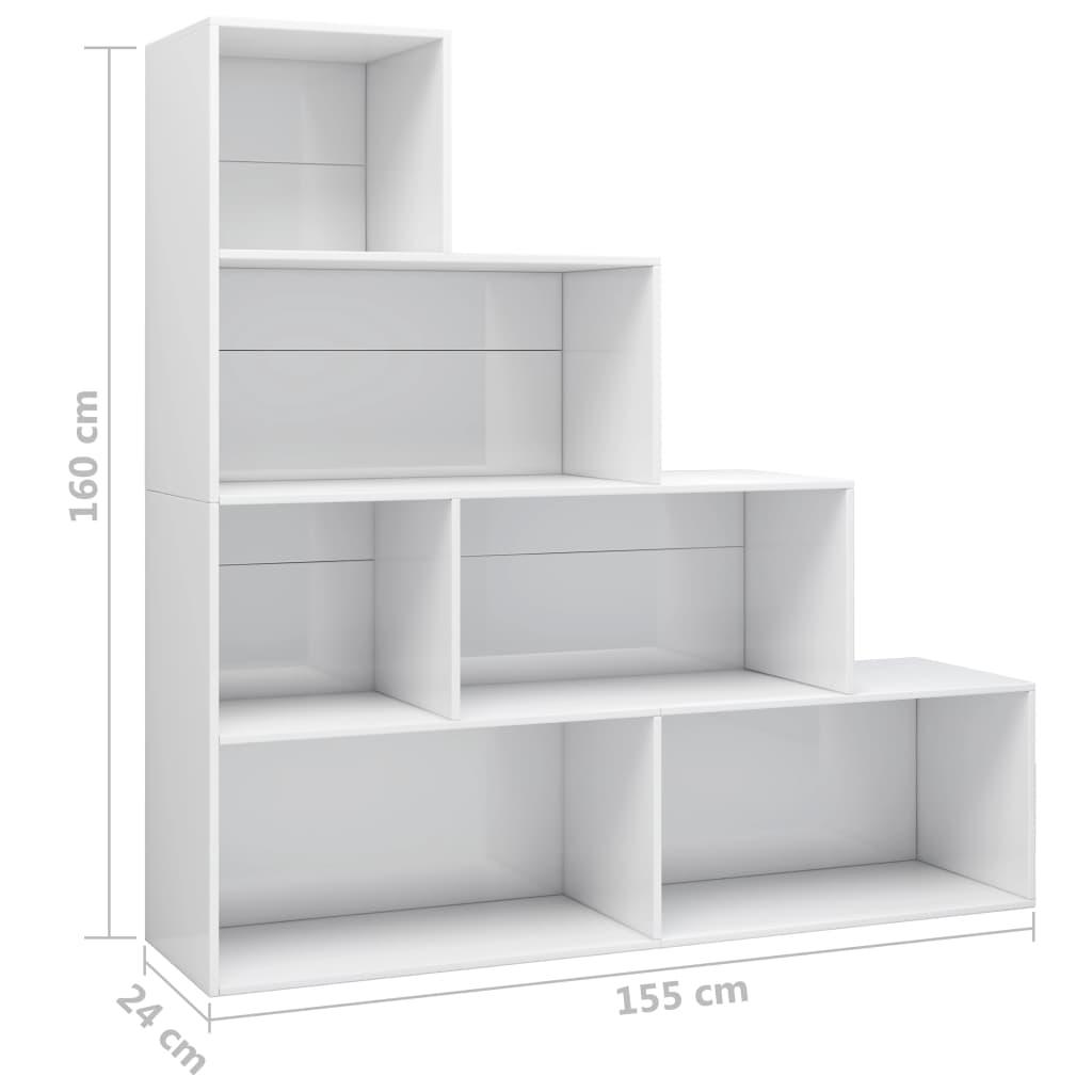 Book Cabinet/Room Divider High Gloss White 155x24x160 cm Engineered Wood