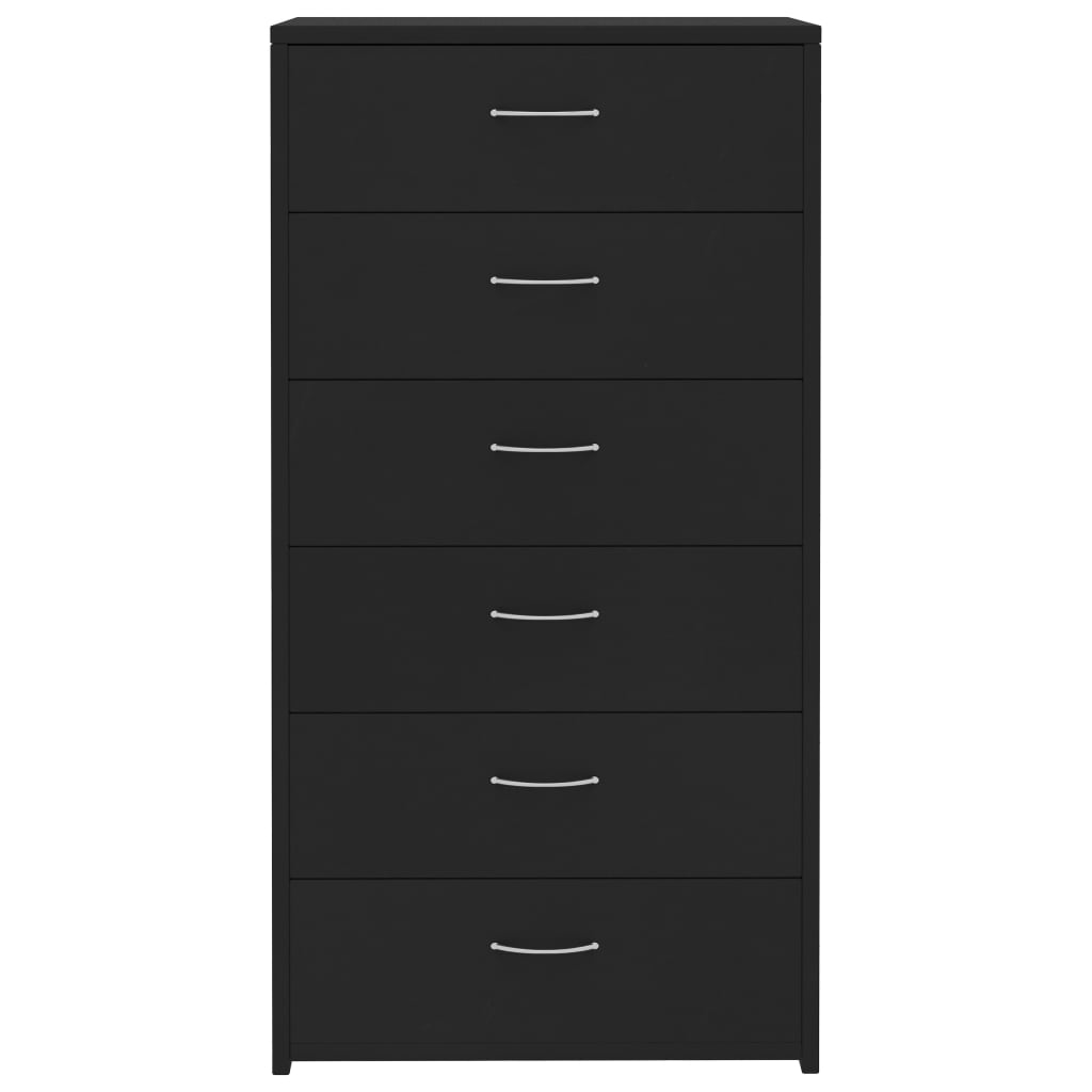 Sideboard with 6 Drawers Black 50x34x96 cm Engineered Wood