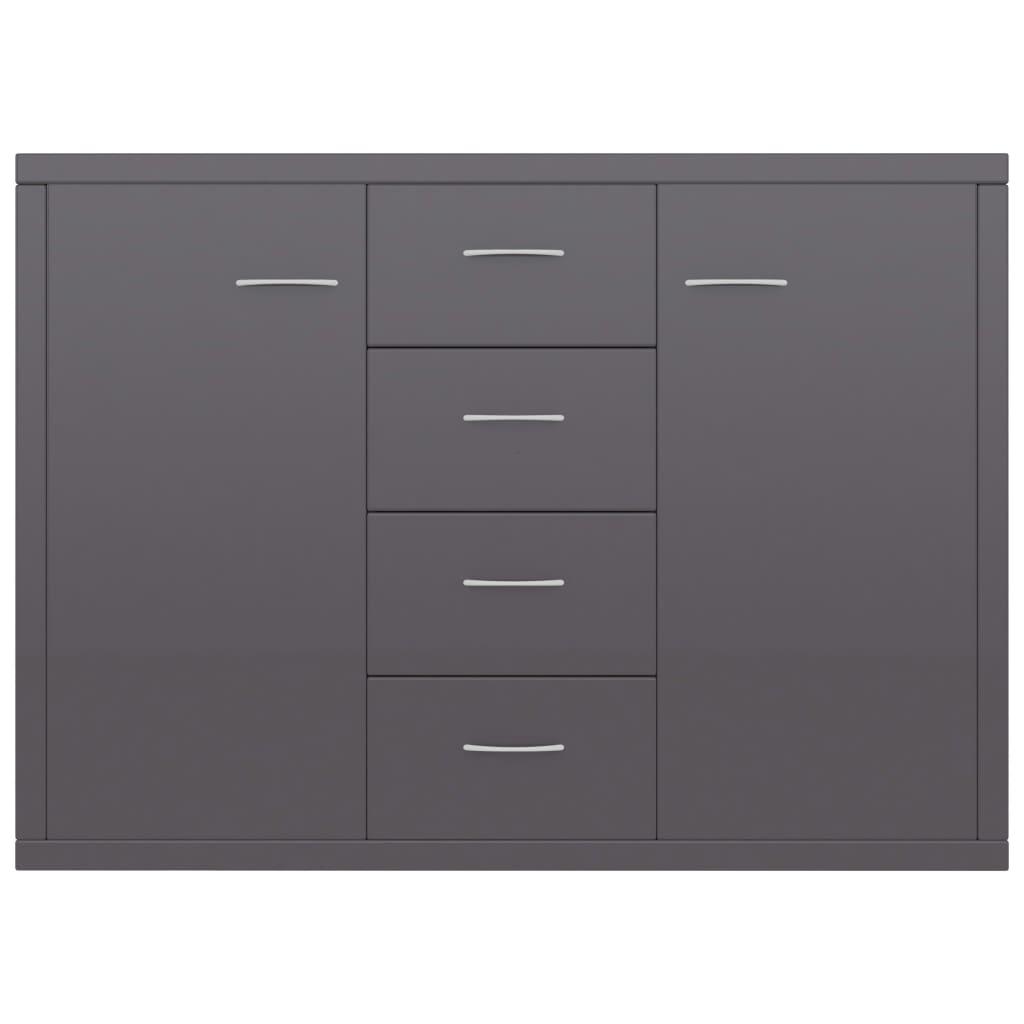 Sideboard High Gloss Grey 88x30x65 cm Engineered Wood