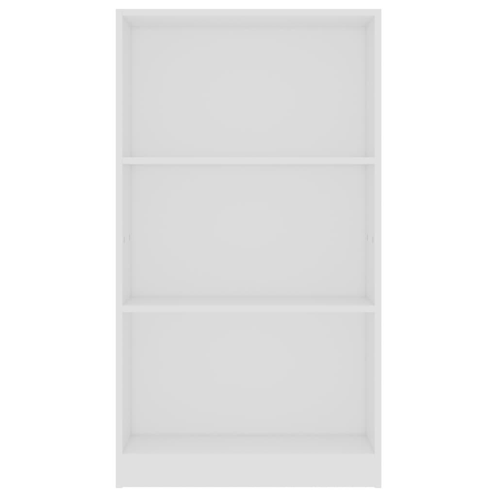 3-Tier Book Cabinet White 60x24x109 cm Engineered Wood