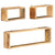 3 Piece Wall Cube Shelf Set Soild Mango Wood