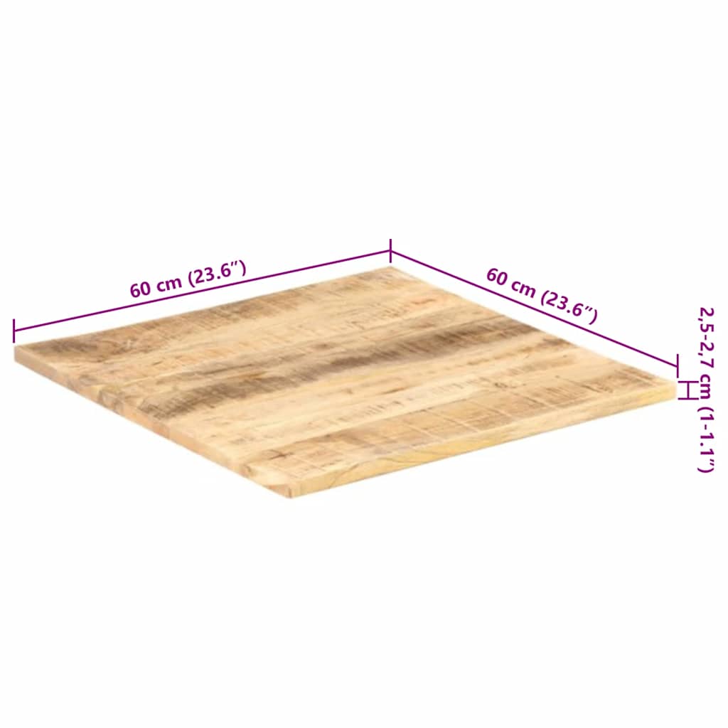 Table Top Solid Wood Mango 25-27 mm 60x60 cm